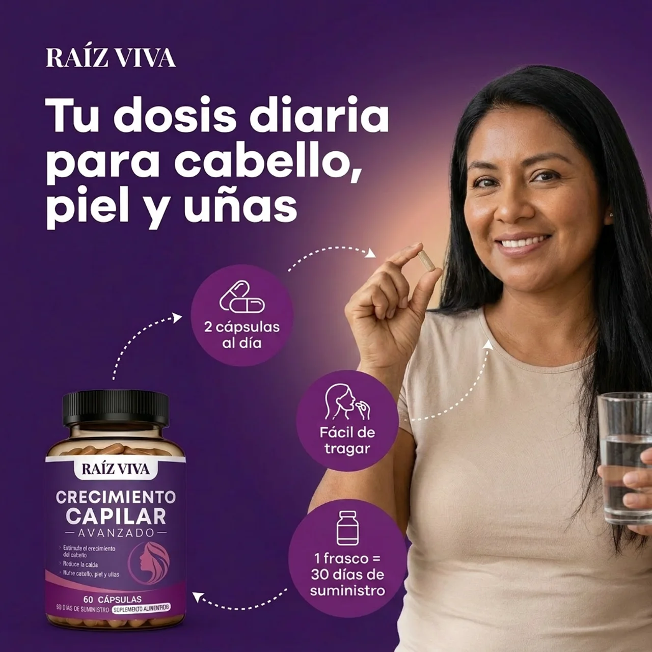 Raíz Viva | Suplemento de Crecimiento Capilar Avanzado